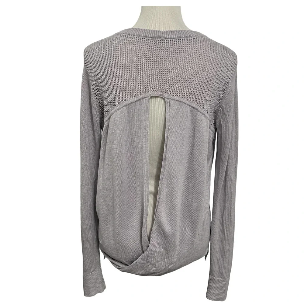 Lululemon Back to Balance Long Sleeve Cashlu Iced Iris Open Back Sweater